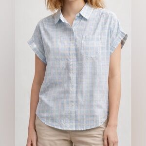 Japna Casual Light Blue Plaid Button Down Shirt size L